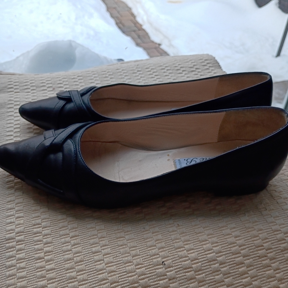 Classic Black Leather Flats by Pancaldi for Diane B.Hand Made In Italy. - Picture 2 of 8